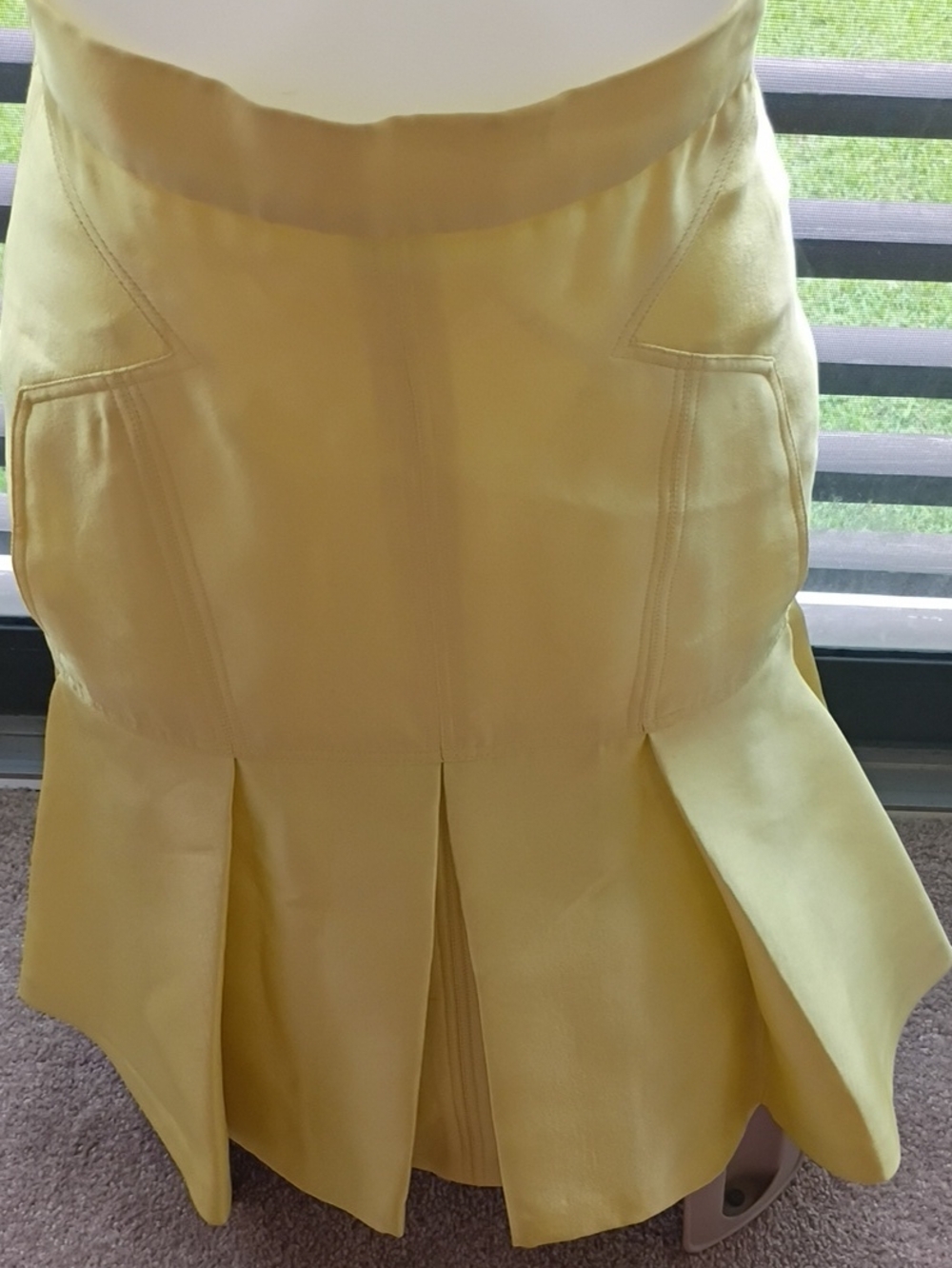 J Bendel Yellow Pleated Detail Women's Silk  Skirt Color Soleil